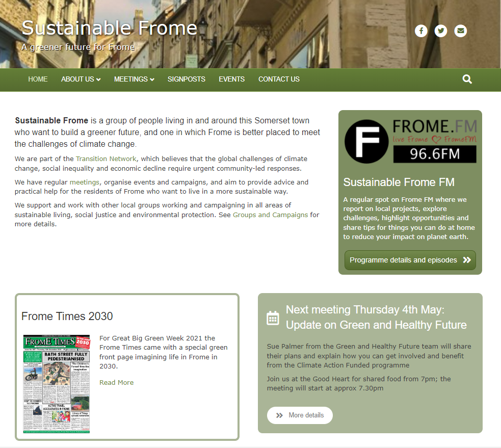 Picture of website from sustainable Frome