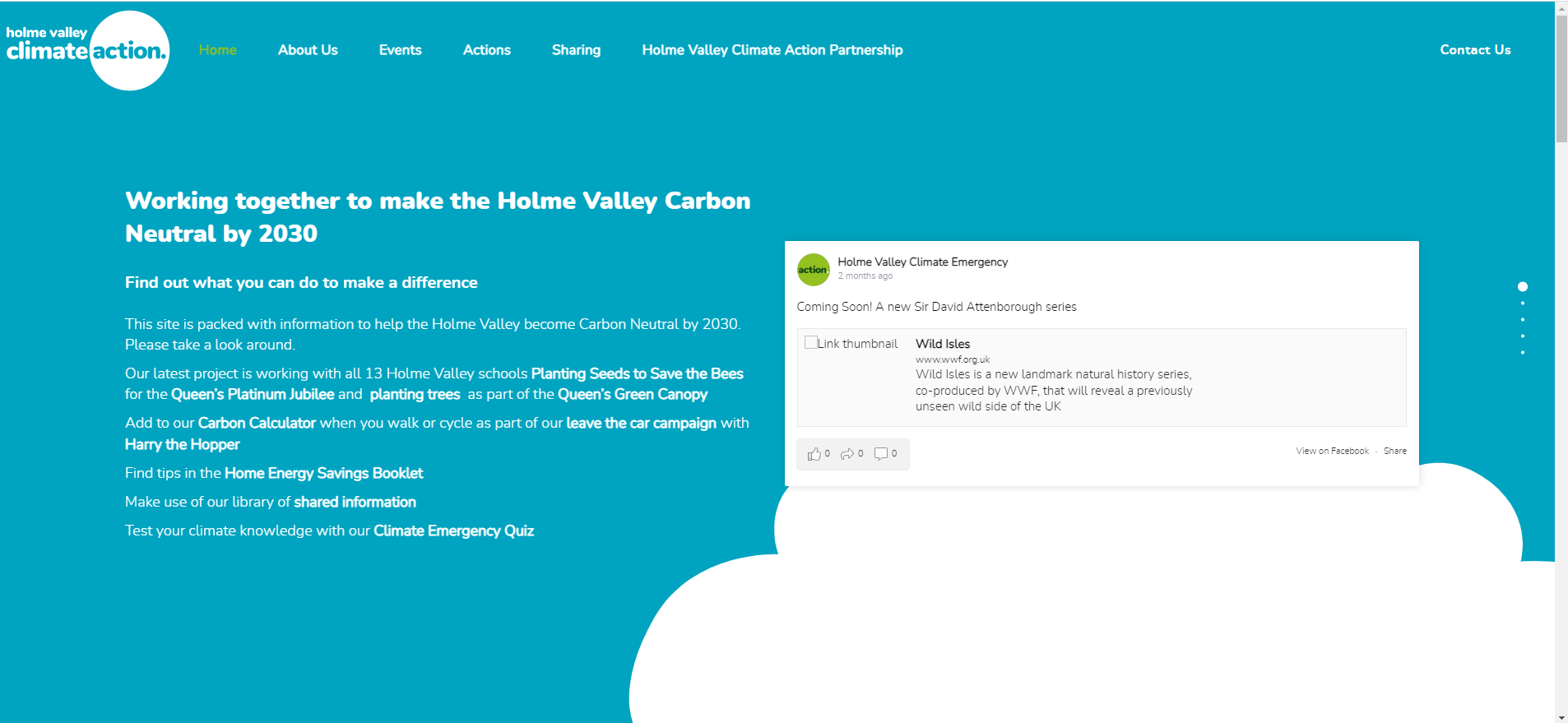 A screen pictue of the Holme Valley website